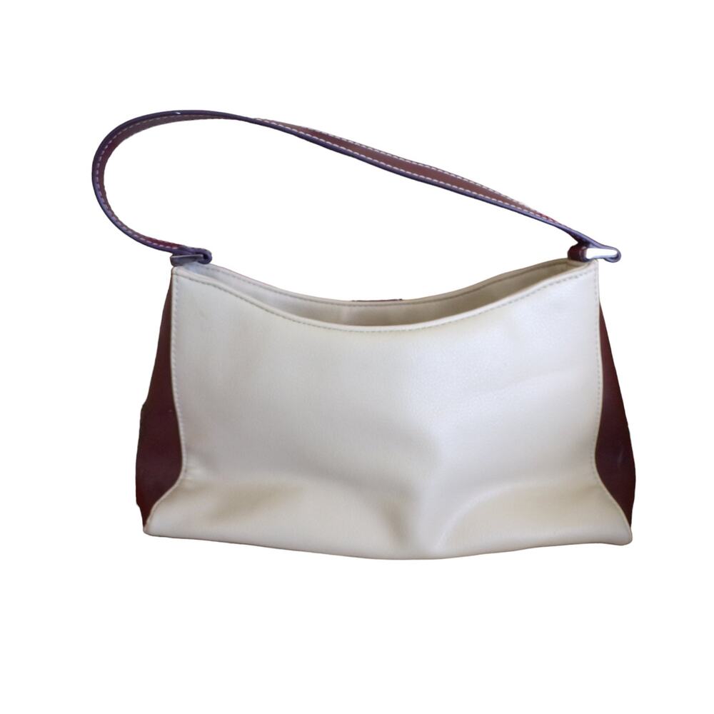 Mondani Bag Buckle Accent Tan and Brown Top Handle Bag - Picture 2 of 5